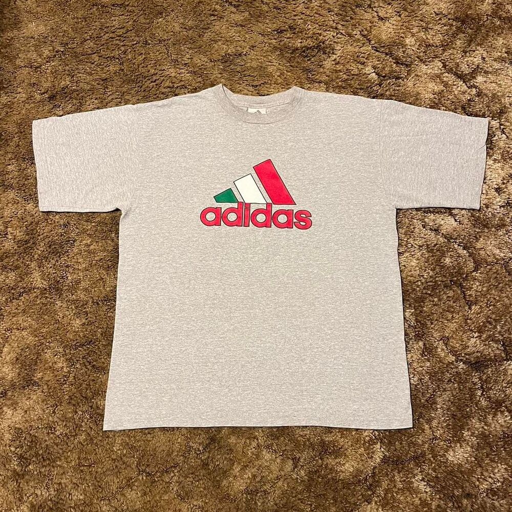 Vintage Y2K Adidas Green White Red Logo T-Shirt Large